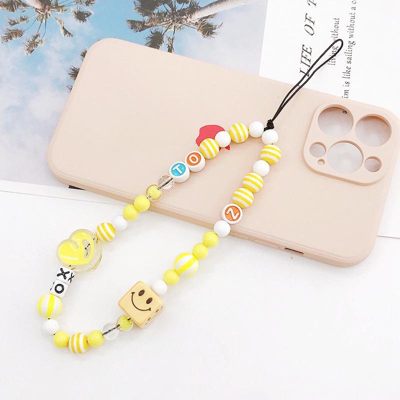 Pearl Bow Beaded Mobile Phone Lanyard Keychain Pendant Accessory