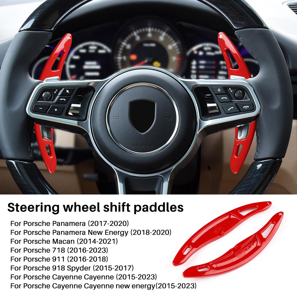 Carbon Fiber ABS Car Steering Wheel Paddle Shifter Cover for Porsche Panamera Macan Cayenne 718 911 Interior Trim Accessories ABS красный