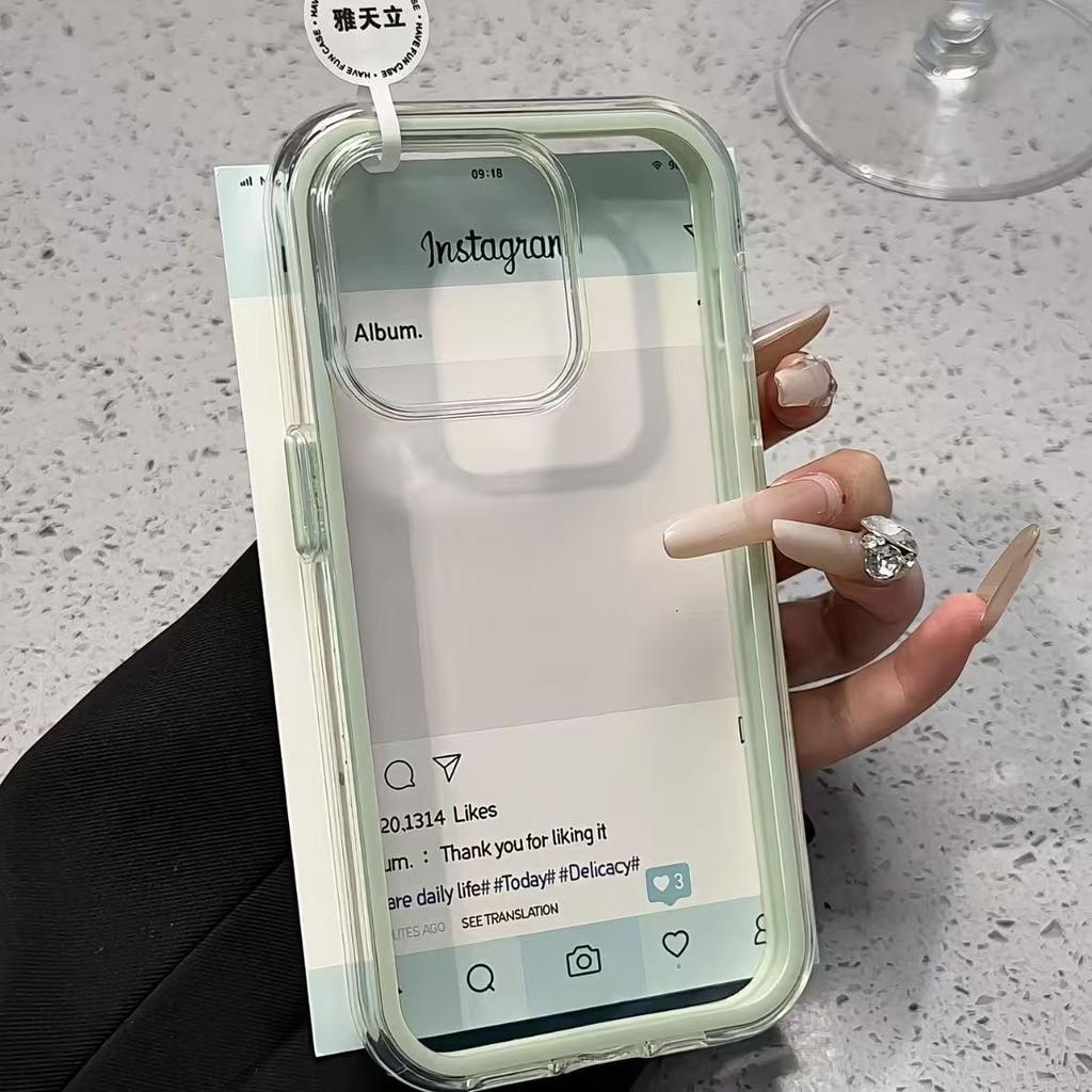 Luxury Candy Color Frame Clear Back Phone Case For iPhone 17 16 15 14 13 12 Pro Max 11 16PLUS 17 Acrylic Shockproof Bumper Cover