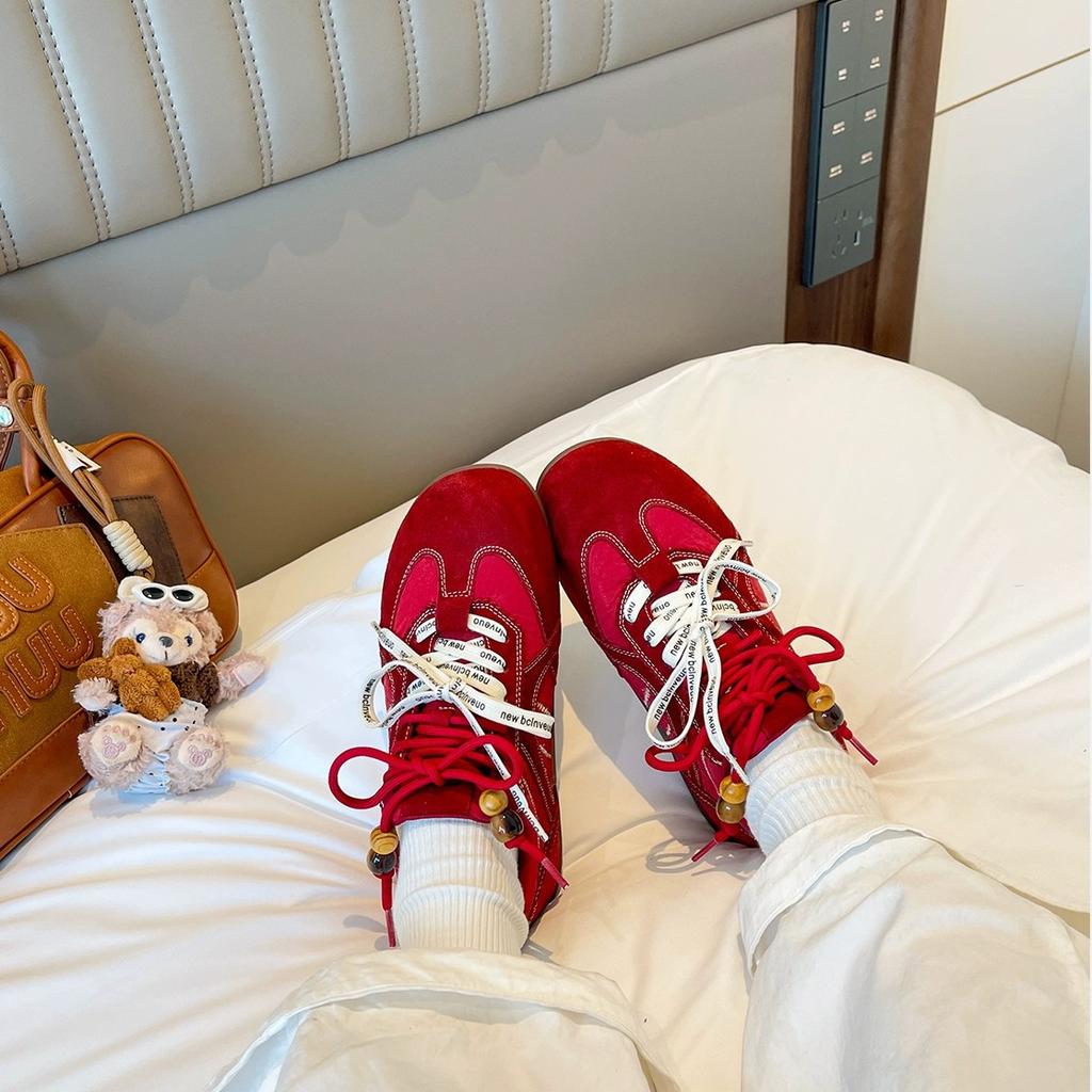 Cowhide Version Autumn New Retro Inner Height Increase Women's Double Lace-up Outdoor Casual Shoes