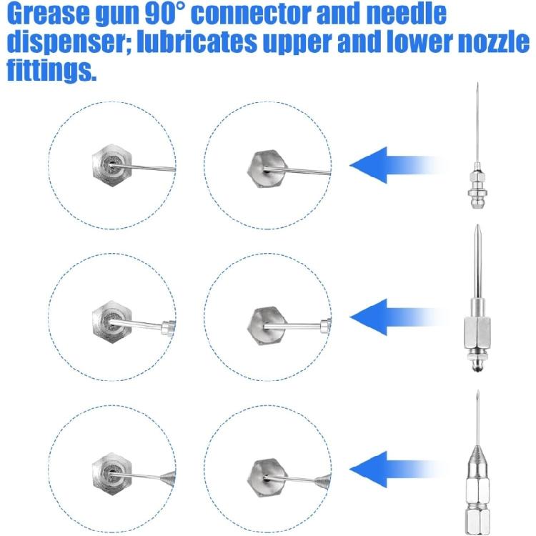 Industrial Grease Needle Nozzle Couplers Set for Hard Reach Areas Efficient Lubrication Mechanical Fittings Repair Shops