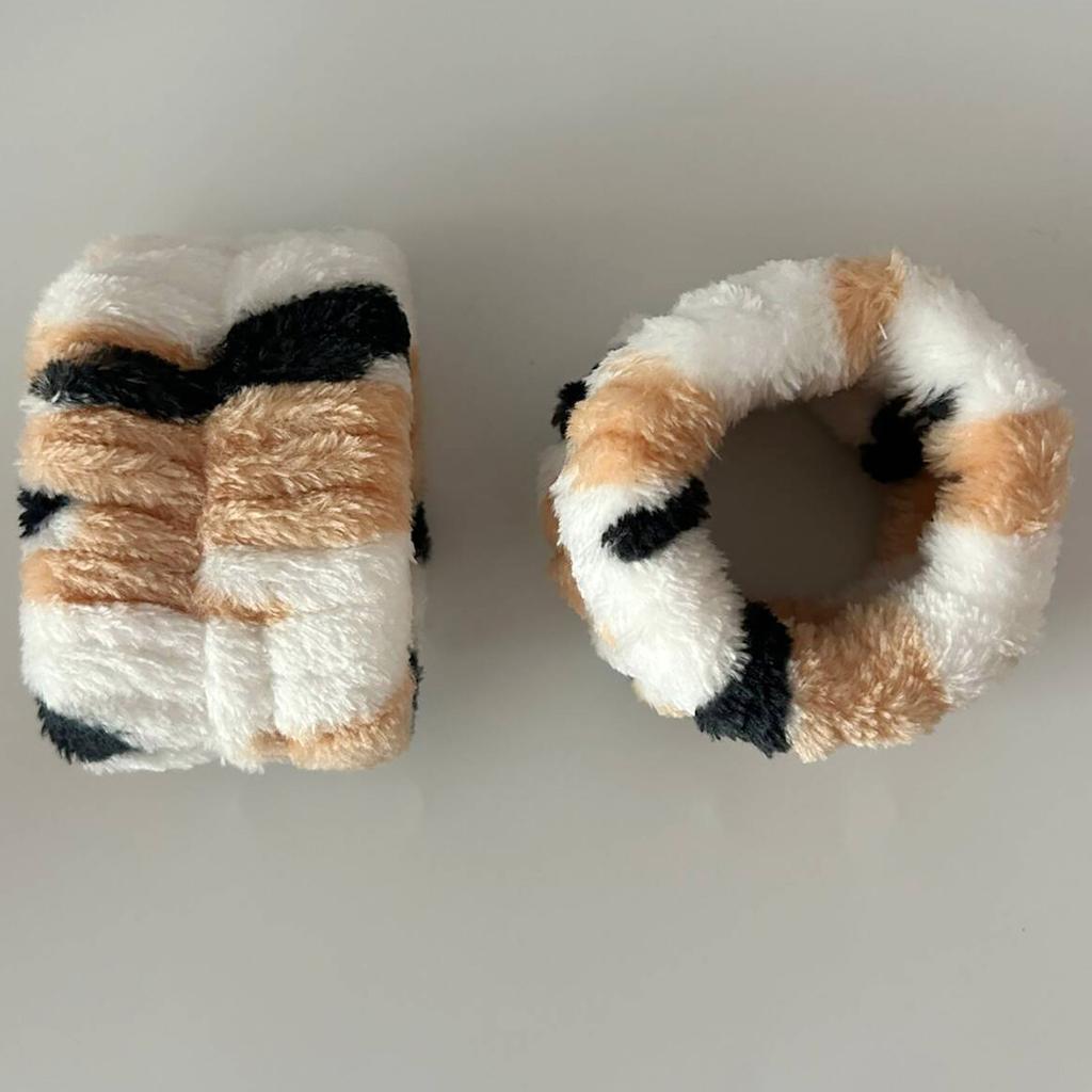 3 ks/sada Roztomilá plyšová čelenka s kočičími oušky a leopardím vzorem Pro ženy Dívky Spa Mytí obličeje a make-up Čelenka Elastický pásek na zápěstí