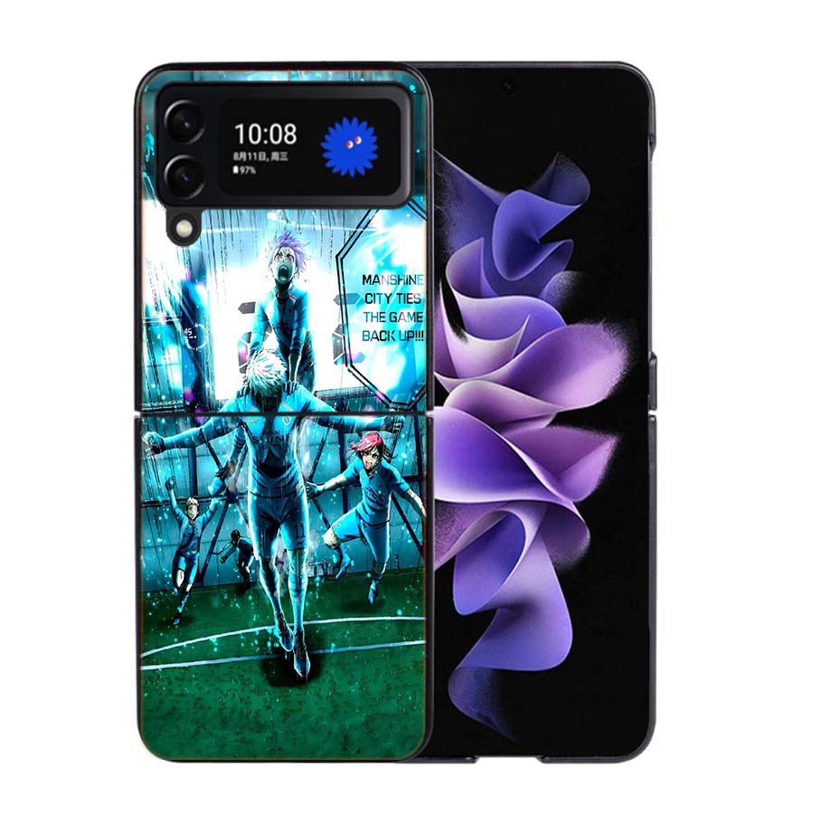 Blue Lock Anime Phone Case For Samsung Z Flip 7 6 5G Galaxy Z Flip4 Z Flip5 Z Flip3 Coque Black Hard PC Shell Protective Cover
