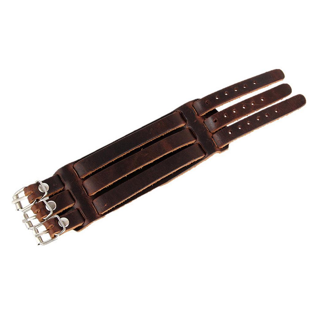 Adjustable Men's Punk Leather Cuff Bracelet Wide Wristband For Streetwear Outfits