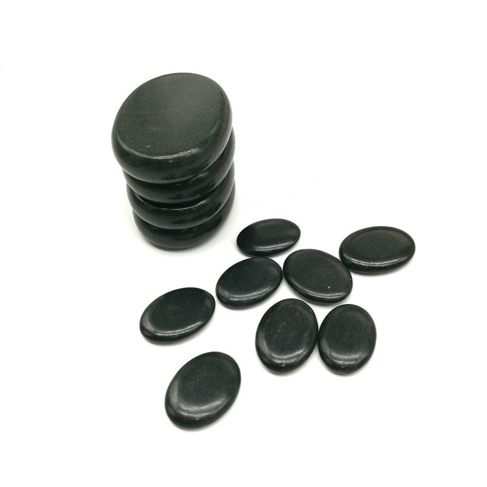 Windfulogo 12pcs Hot Massage Stone Set Natural Lava Basalt Warm Stone Spa Massage Stones Black