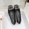 2026 Spring Women's Black Rhinestone Square Toe Loafers - Comfortable for Long Standing in Professional Office Settings