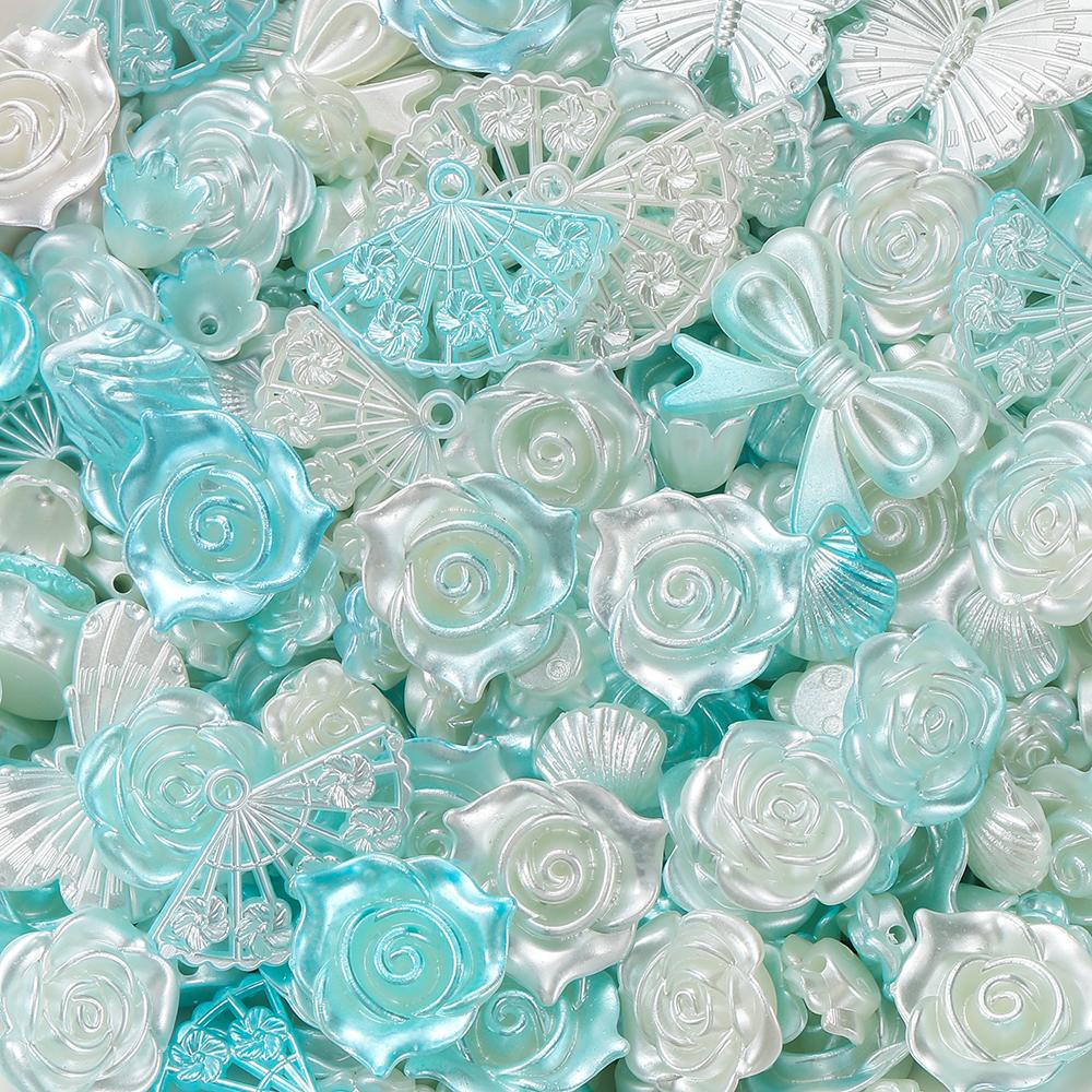 30g/Lot Colorful Mixed Butterfly Fan Acrylic Beads Spacer Loose Bead for DIY Necklace Bracelet Jewelry Making Accessories