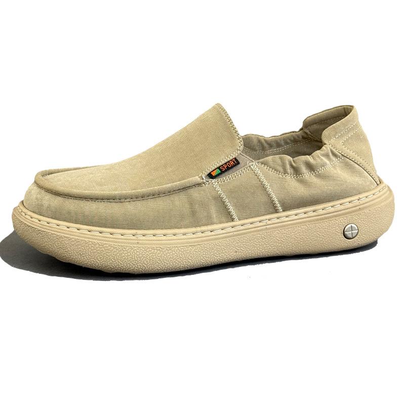 Men's Summer Shoes Lightweight Thick Sole Breathable Canvas Slip-On Casual Comfortable Soft