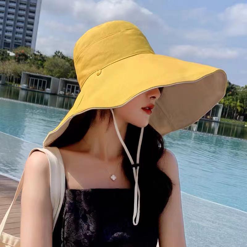 Women's Double-Sided Extra Large Brim Sun Protection Bucket Hat - Foldable Summer Shade