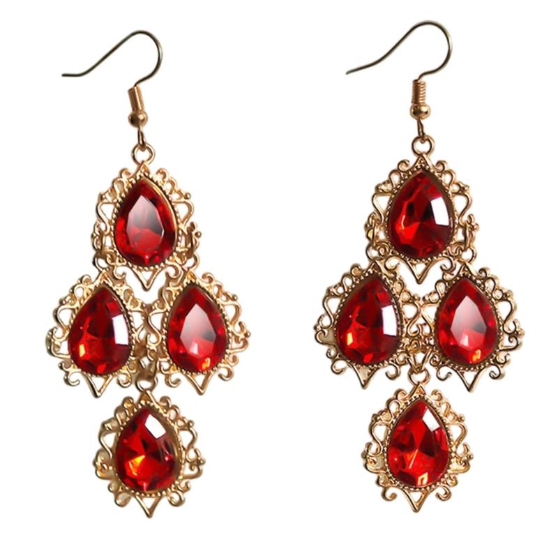 Пара Стильных Цветных Висячих Серёг Каплевидной Формы Элегантные и Удобные Сплав для Различных Случаев красный