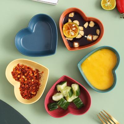 Heart Shape Wheat Straw Seasoning Dish Household Kitchen Creative Plastic Salted Cabbage Dish Dipped Snack Dishes Seasoning Dish