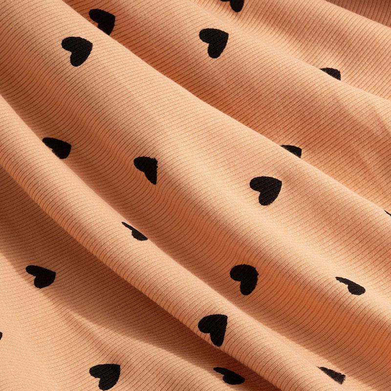 Heart Printed Sewing Material Rib Cotton Spandex Fabric For Summer Girl's Dress and Tops T-shirt 45x135cm YHTJ0016