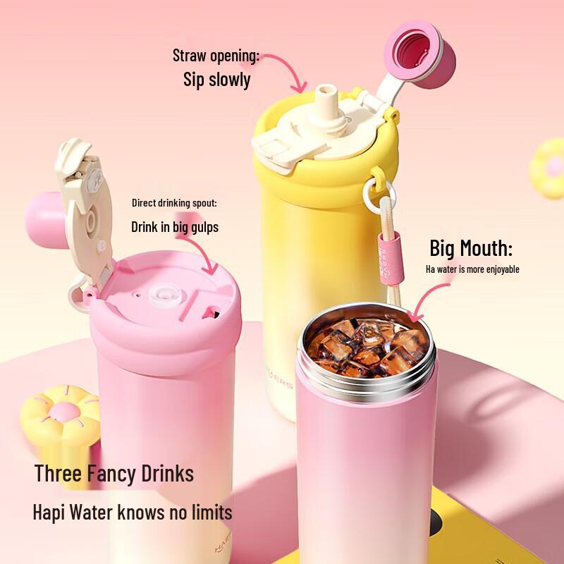 HAERS 580ML 316L SS Insulated Straw Bottle