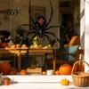 Artykuły na imprezy wewnątrz i na zewnątrz Halloween Pająk Statyczne Naklejki na okno, PVC Wodoodporne Naklejki z pajęczyną, Czarne Dekoracje ścienne Usuwalne Straszne Naklejki dla