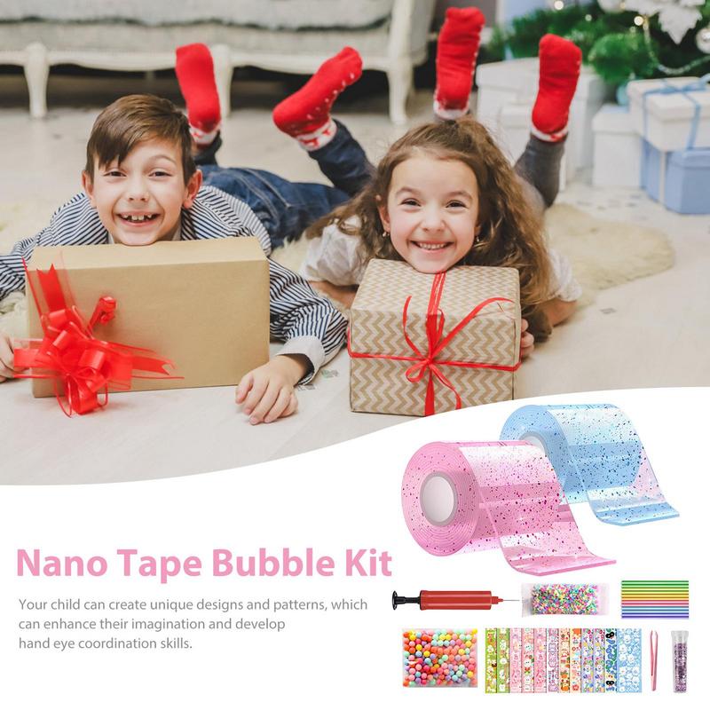 Colla Nano Impastare Musica Soffiare Bolle Set Completo Nastro Nano Biadesivo Soffiare Bolle Giocattoli Antistress Adesivo