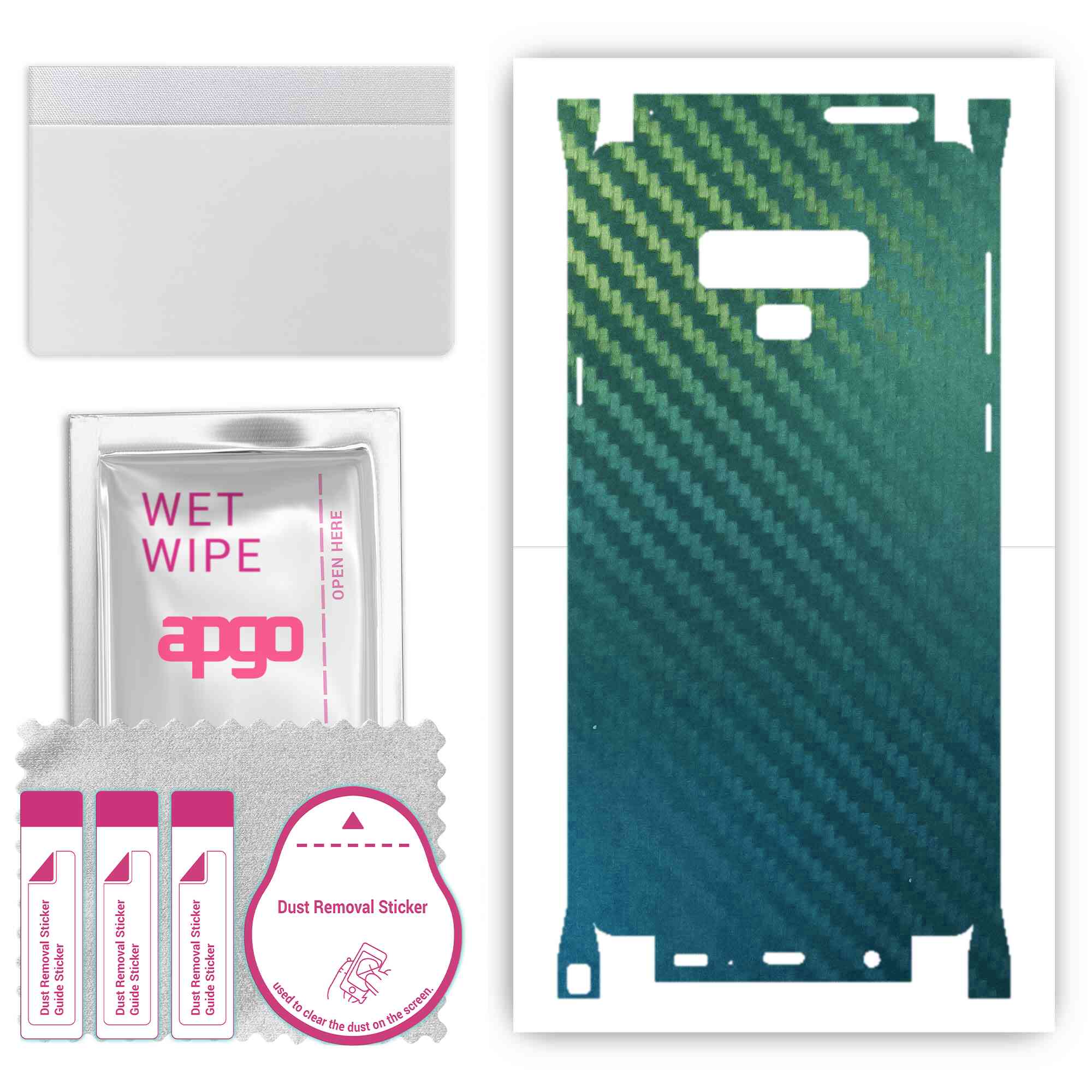 

Apgo Protective Skin Sticker for the back+sides compatible with Samsung Galaxy Note 9, Full Wrap Film, Foil, Vinyl - Pattern Carbon Chameleon CAKA1