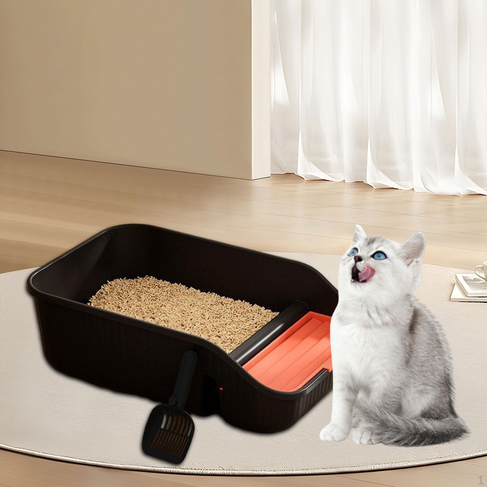 

Котовий туалет для домашніх котів з високими бортами, лоток з захистом від розкидання, антирозбризкувальна лопатка чорний