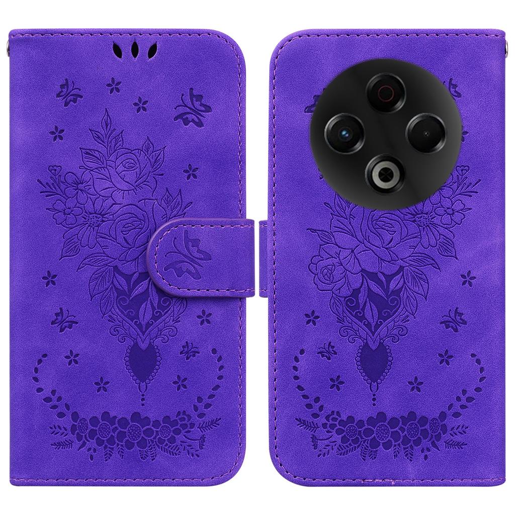 For TECNO Spark 30 4G Case Butterfly Flower Imprint PU Leather Wallet Phone Cover with Strap