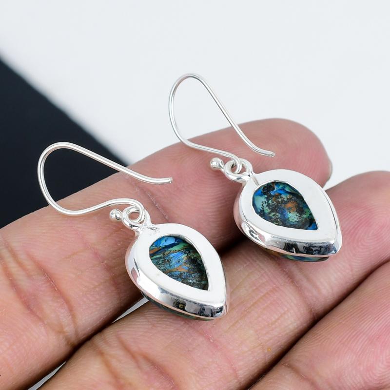 Naturaal Rainbow Calsilica Gemstone Earrings, 925 Sterling Silver Earring, Handmade Boho Silver Jewelry Dangle Earrings, Birthday Gift