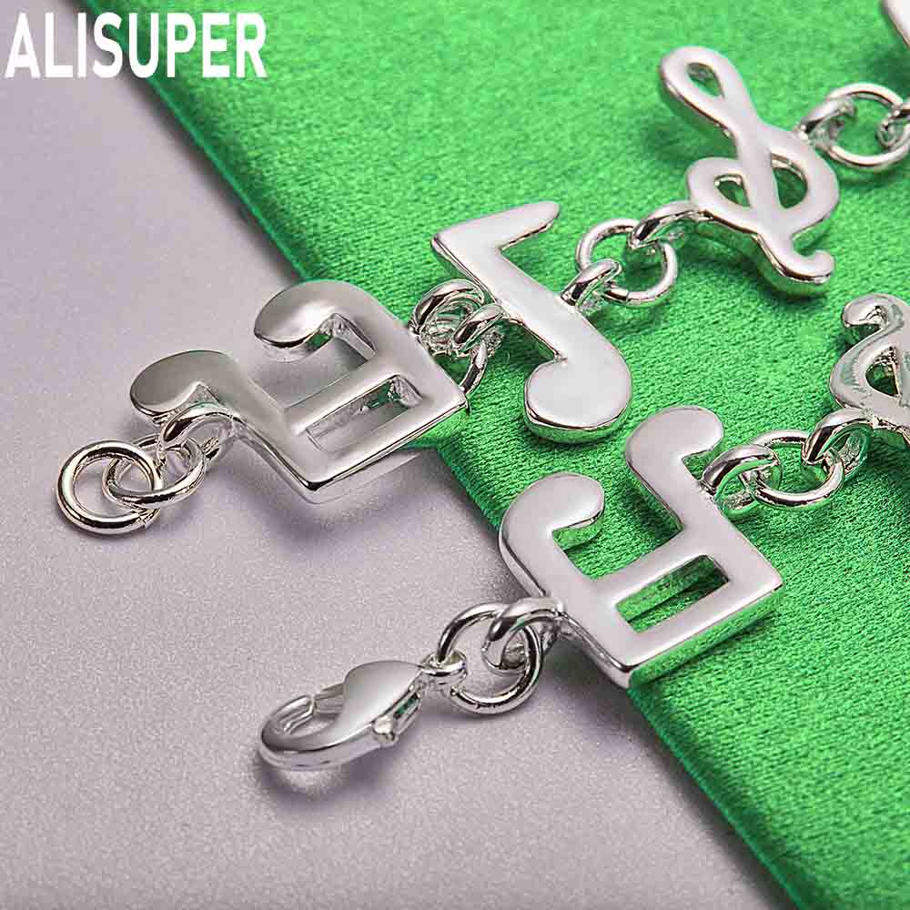 925 Sterling Silver Musical Note Element Side Chain Bracelet - Exquisite Gift Jewelry