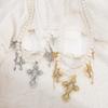 Tooxika Temperament Niche Design Double Layer Imitation Pearl Necklace Personalised Trefoil Cross Multi-layer Necklace