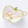 Ceramic Jewelry Dish for Women Small Fruit Shaped Trinket Tray with Ruffle Trim Desktop