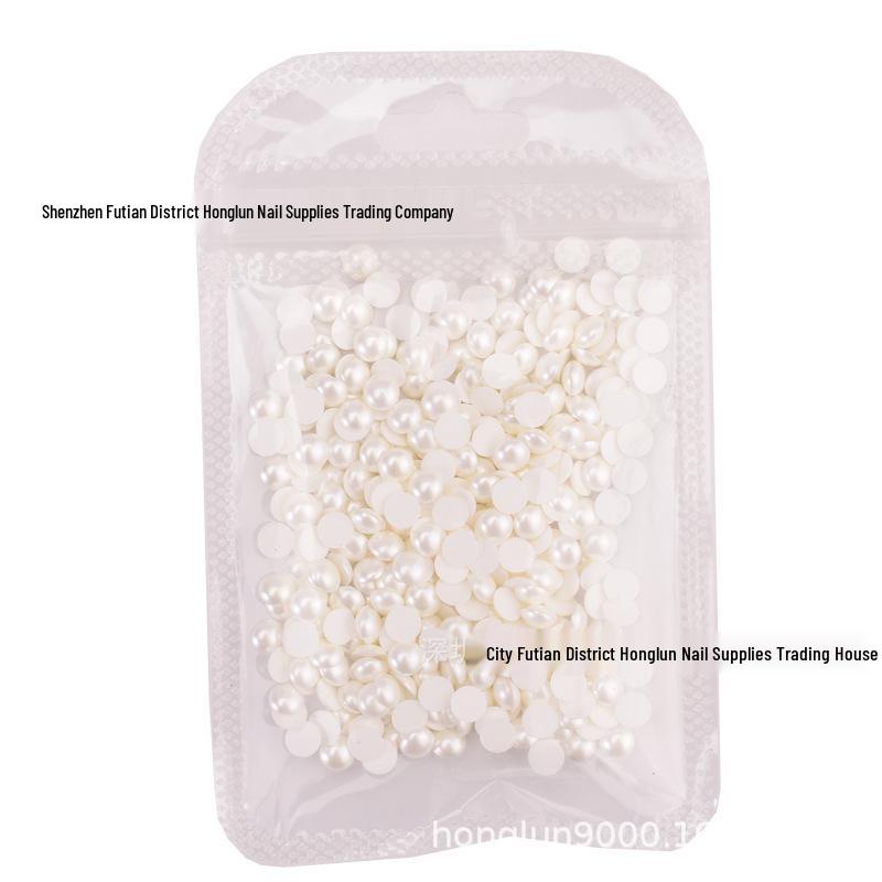 500pcs Korean Pearl White Matte Half-Round Nail Stickers Korean White Half Pearl 1.5mm (500pcs)