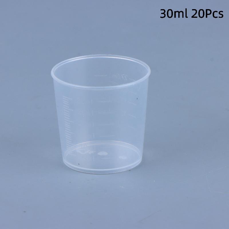 20Pcs Clear Graduated Measuring Cup Mini Plastic Laboratory Beaker Scale Graduated Transparent Mixing Cup Kitchen Baking
