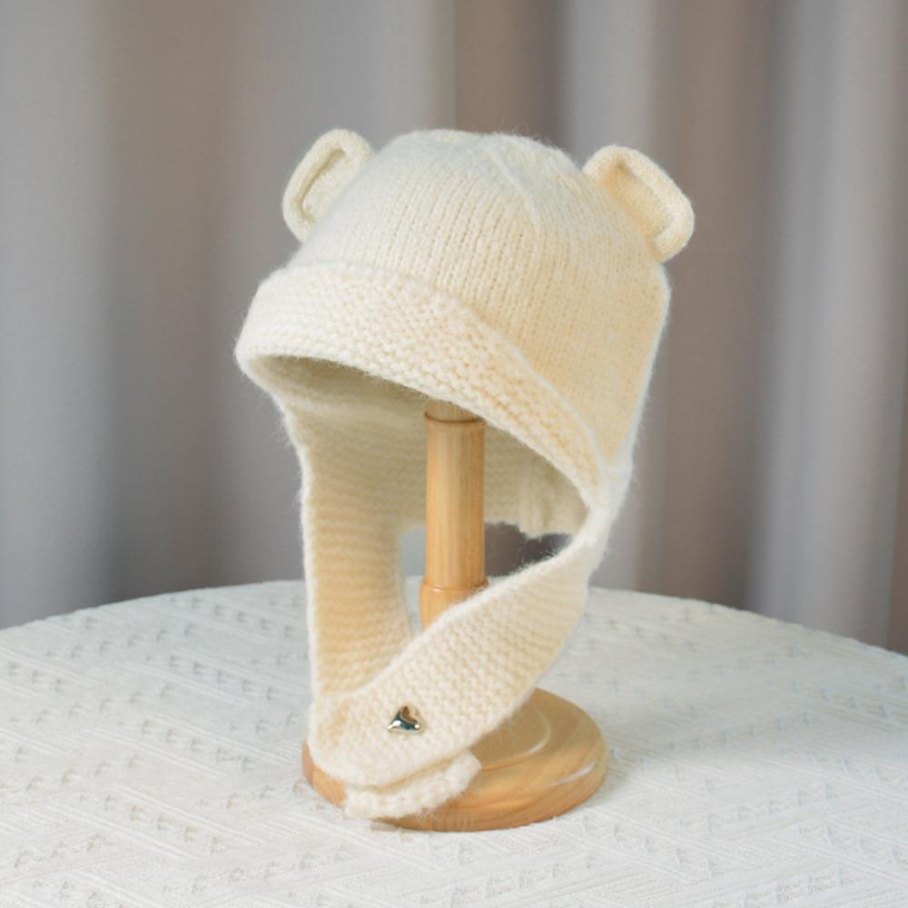 

Шейная защита от холода Вязаная балаклава шапка Однотонная Теплая вязаная шапка Женский шарф Зимняя шапка Женская бежевый