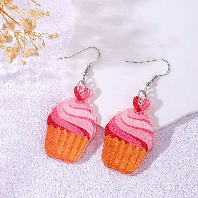 Valentine S Day Style Love Ice Cream Men And Women Gender Standard Earrings Earrings Sweet Romantic