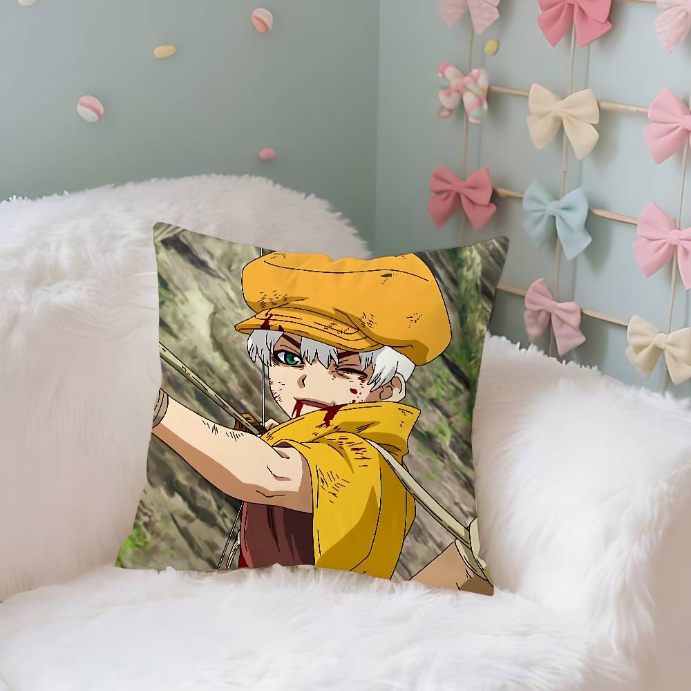 Dr. Stone Case Plush Fabric Soft Pillowcase Double Sided Print Cushion Cover Household Gifts