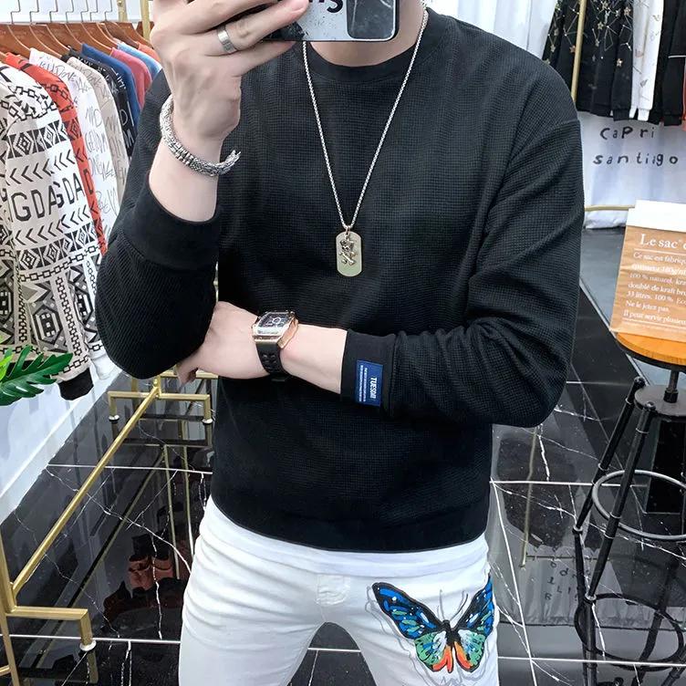 Winter Warm and Comfortable Jacket Simple Top Loose Long-sleeved T-shirt Sweater Men
