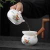 Suet jade tea set Guochao Kung Fu ceramic side handle pot white porcelain gift box business gifts