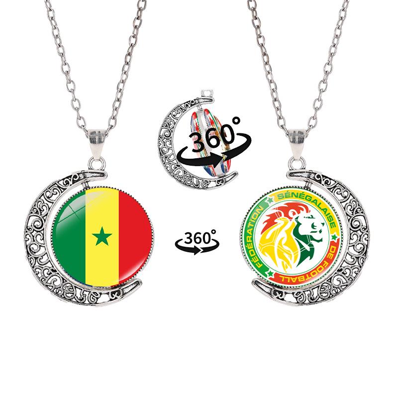 2026 World Cup Flag Emblem Double-Sided Crescent Pendant Necklace