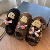 Fashion versatile warm non-slip bag head slippers women's 2025 autumn and winter cartoon cute thick-bottomed fluffy slippers women's outer wear