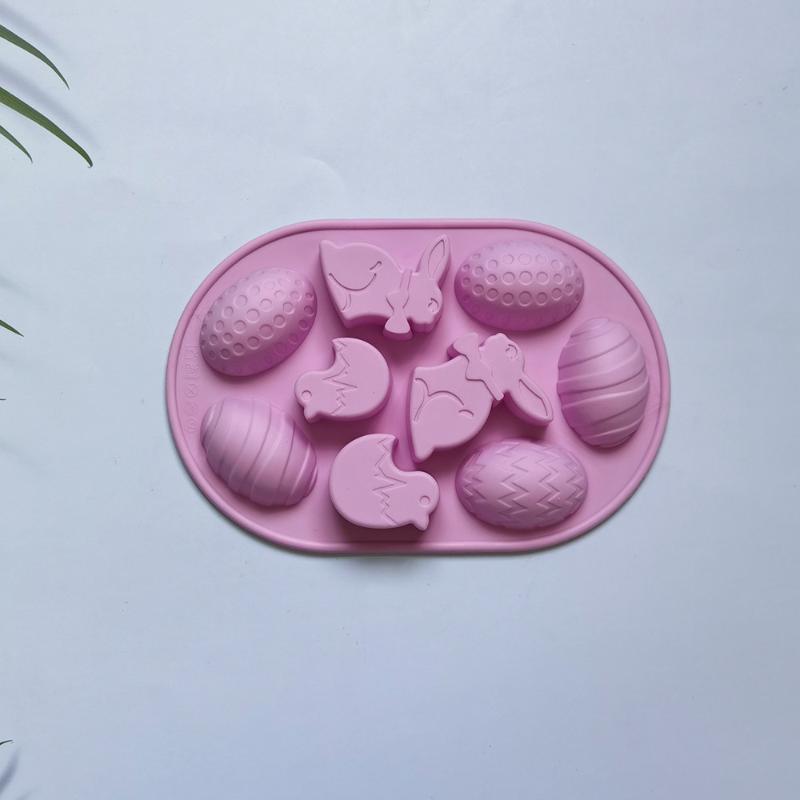 

1Pc 9-Cavity Silicone Baking Mold Easter Themed Chocolate Mold for Easter Egg & Rabbit Shaped Pastries Party Decoration фіолетовий