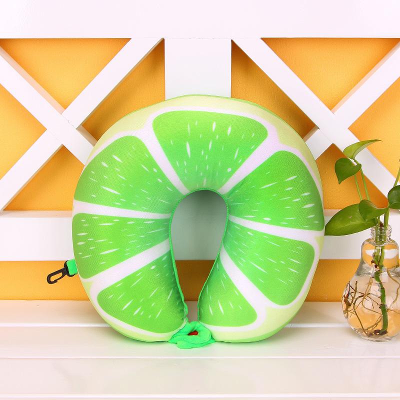 Fruit Memory Cotton U-Shaped Pillow Creative Watermelon Kiwi Neck Pillow Car Portable Pillow Nap Neck Pillow