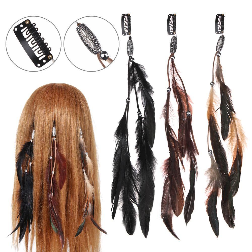 Party Comb Headdress Handmade Novelty Hairclips Hippie Headpieces Headband Headwear Feather Hair Rope
