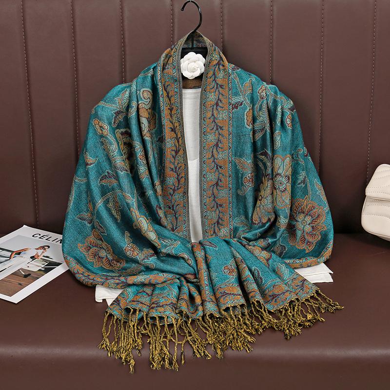 

Paisley Pashmina Shawl Scarf Women Jacquard Cashew Printed Scarves Borders Female Tassel Travel Blanket Wraps Ethnic Shawls 70x180cm