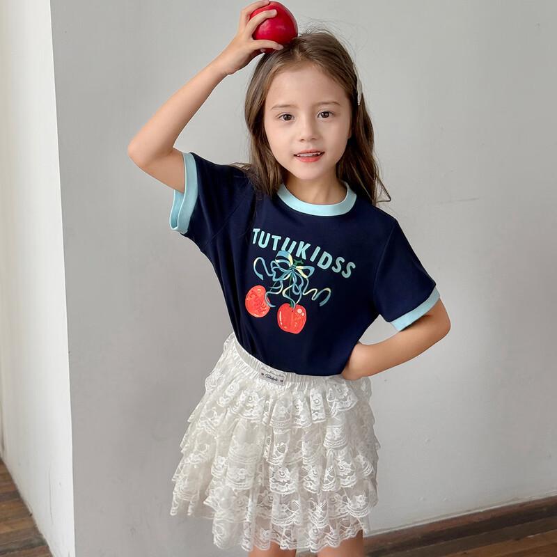 Tutu Xiaoxiang Girls' Short Sleeve Cotton T-Shirt