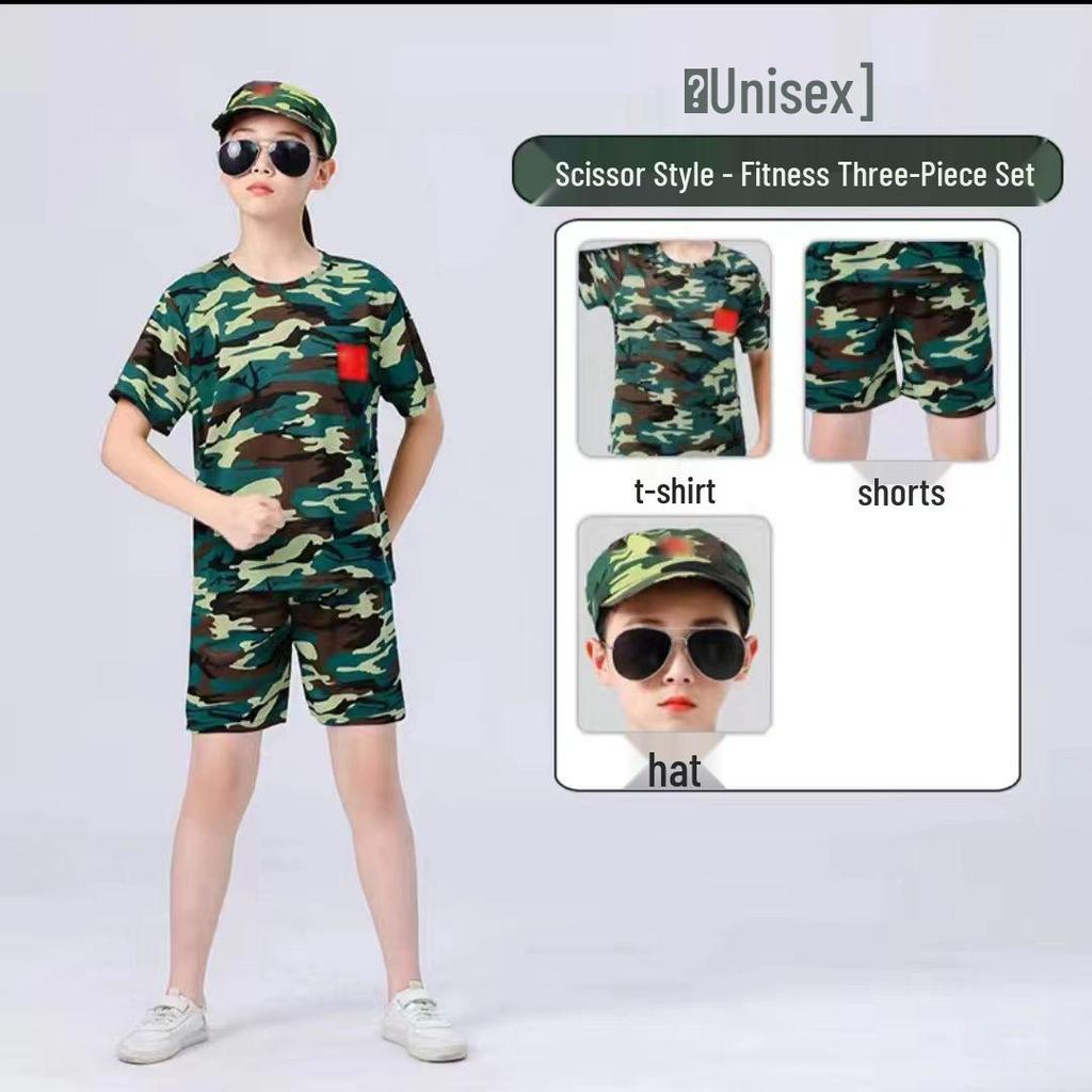 Çocuk Kamuflaj Askeri Üniformaları (Erkek ve Kız Çocukları İçin) - Anaokulu Eğitimleri, Yaz Kampları veya Okul Gösterileri İçin Mükemmel.