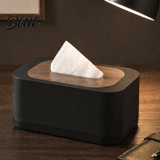 Plastic Tissue Box Cover Modern Holder  Spring Loaded Napkin Dispenser with Remote Foldable Paper Control Storage Tray for Coffee Table  Home