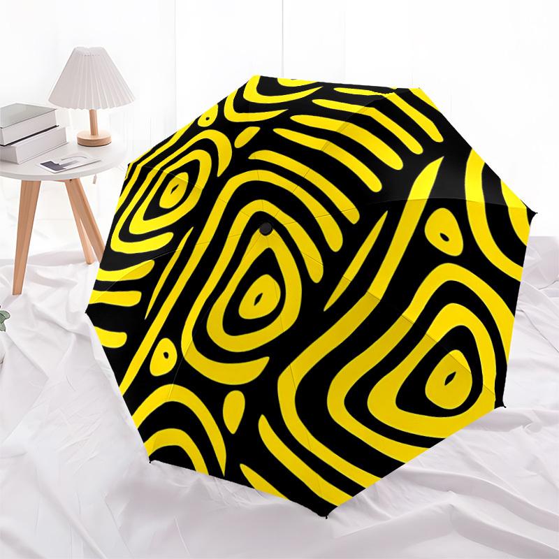 1pc Abstract Art Optical Illusion Automatic Folding Umbrella Portable Collapsible 8-Rib Umbrella for All Seasons, Casual Outdoor Accessory, B74