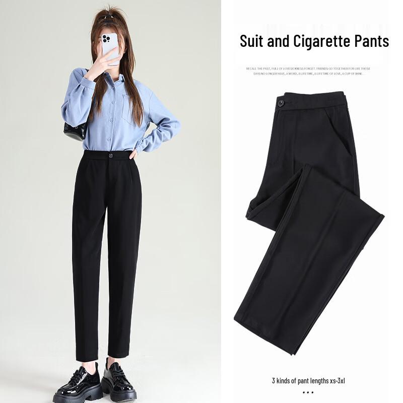 FitonTon Women's High-Waisted Tapered Suit Pants