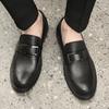 Fashion Men's Solid -Color Casual Loafers For Autumn And Winter Comfortable Soft -Soled Business Office Shoe And Metal Buckle Lazy Shoes