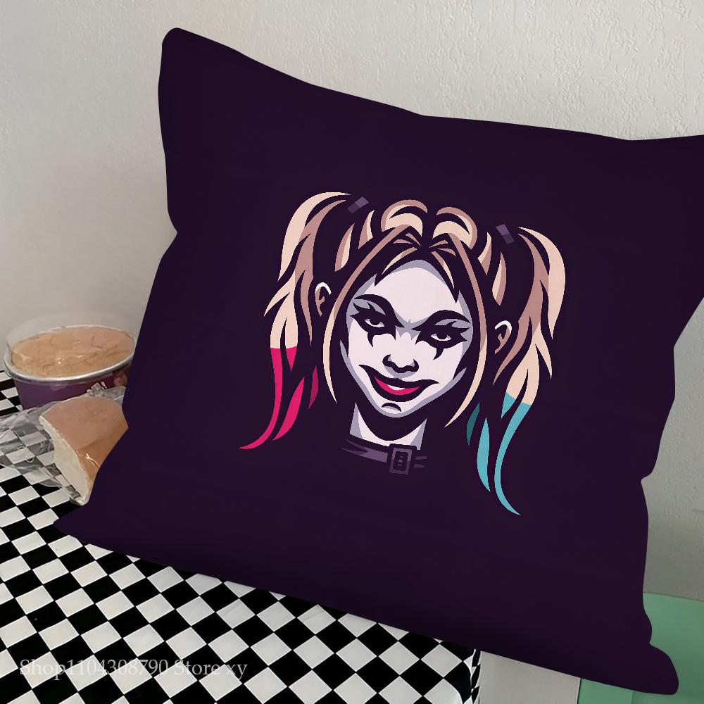 H-Harley Q-Quinn Pillow Case Fashion Square Pillowcase Bedroom Sofa Room Ins Decoration Leisure Cushion Cover 40x40
