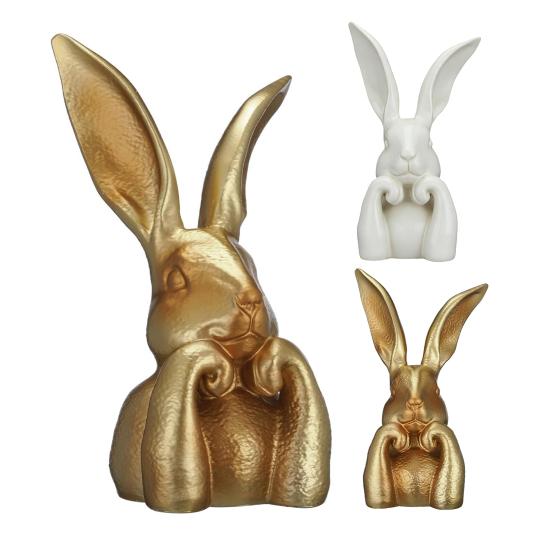 Easter Bunny Figurine Cute Rabbit Holding Face Statue 3D Printed Bunny Ornament for Living Room Bedroom Bookshelf Desktop Shelf Decor