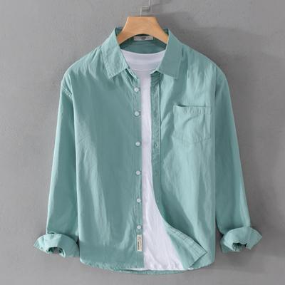 Pure Cotton, Autumn Men's Fashion Business Comfortable Slim British Style Work Casual with Breathable Cotton Long Sleeve Shirt