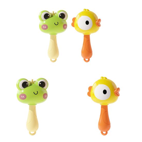 Baby Rattle Toy Cartoon Frog Chick Handheld Shaker Rattle Hearing Grasping Skills Development Newborn Boys Girls Early Education Rattle Toy