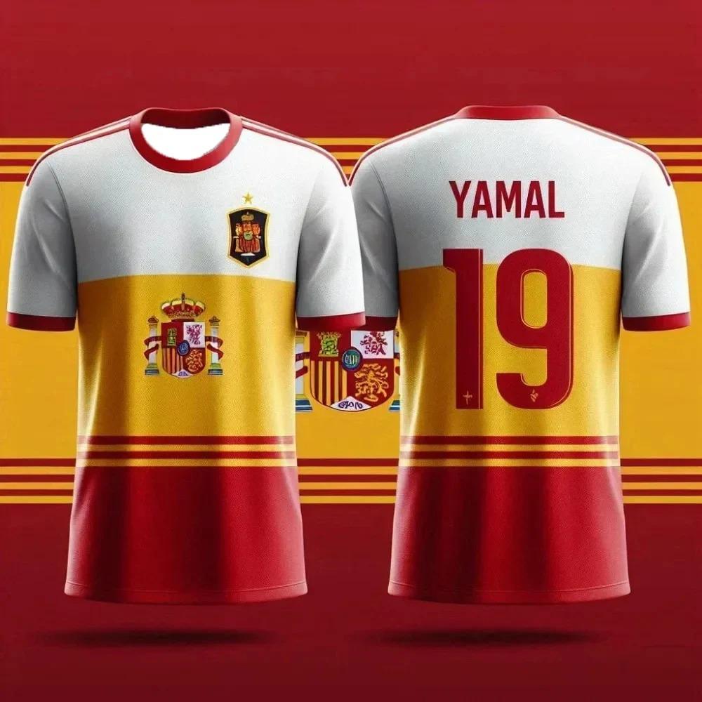 Spanish-style Summer 3D Printed Children's Sportswear Football Jersey T-shirt Loose and Comfortable Recommended for Sports Wear